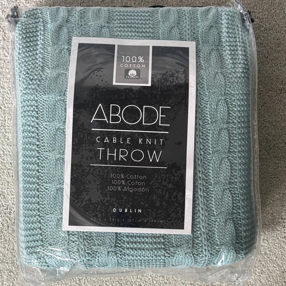 Abode Cable Knit Throw - Soft Teal